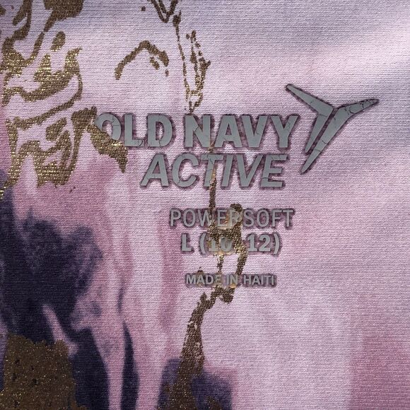 Old Navy Active Girls High Rise Powersoft Purple Pink Gold Marble Large 10/12 - Picture 4 of 13